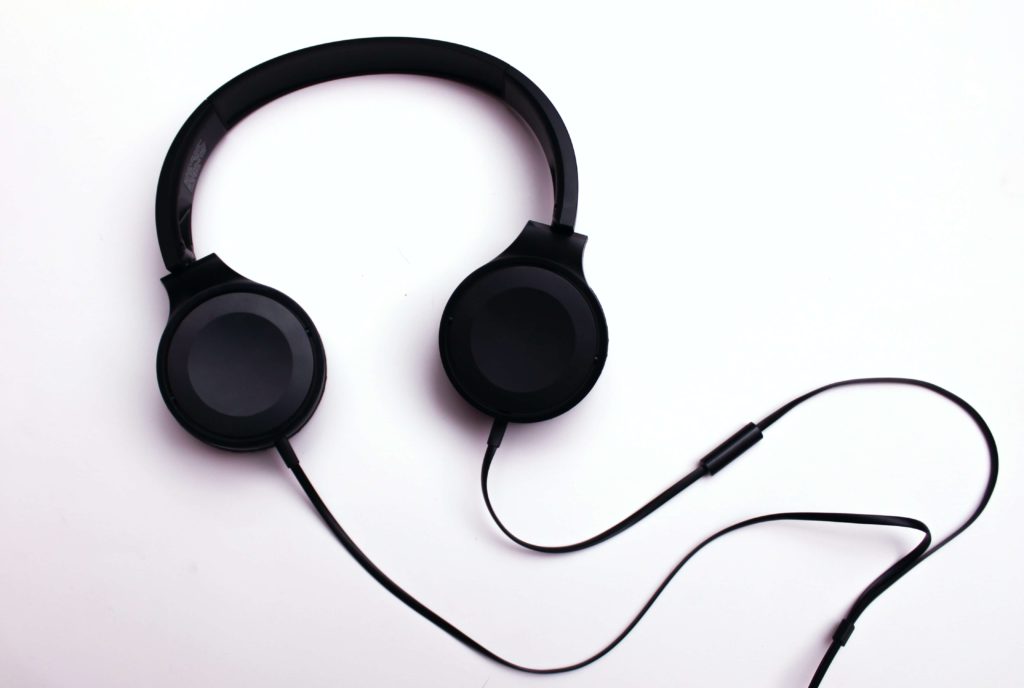 Sleek black headphones for remote employees.