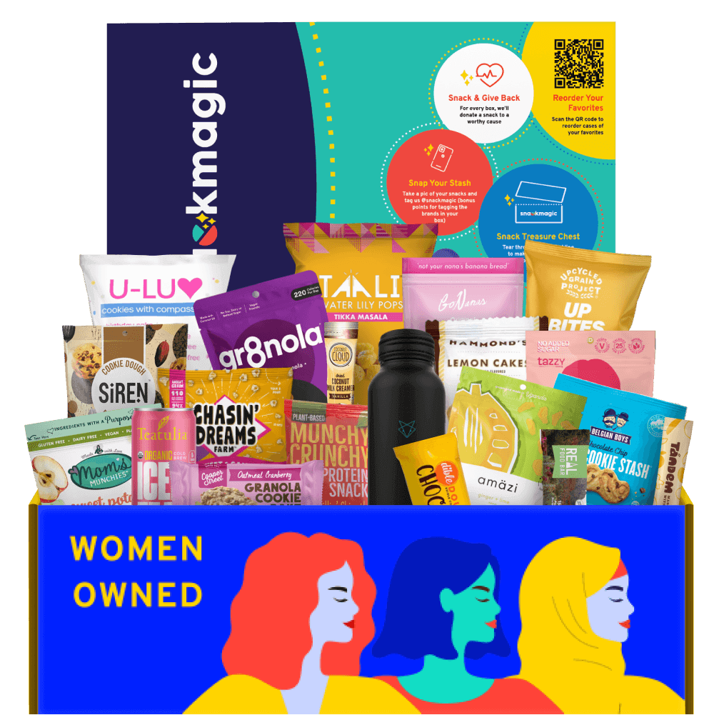 A Snack Magic box full of snacks by woman-owned brands and founders.
